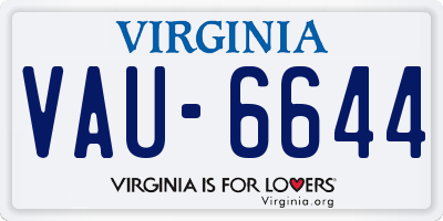 VA license plate VAU6644