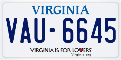 VA license plate VAU6645
