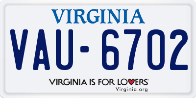 VA license plate VAU6702