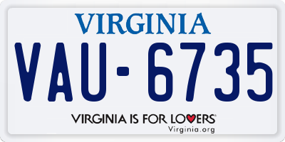 VA license plate VAU6735