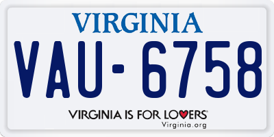 VA license plate VAU6758