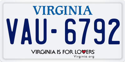 VA license plate VAU6792