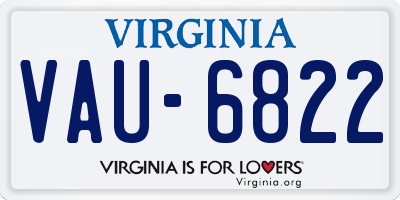 VA license plate VAU6822