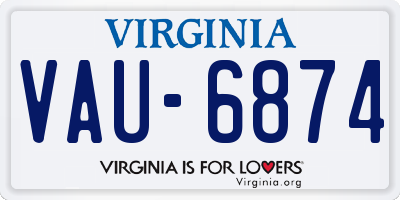 VA license plate VAU6874