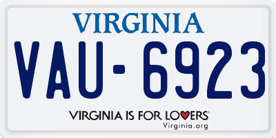VA license plate VAU6923