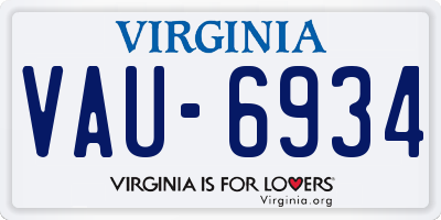 VA license plate VAU6934