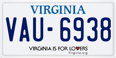 VA license plate VAU6938