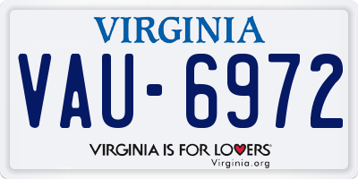 VA license plate VAU6972