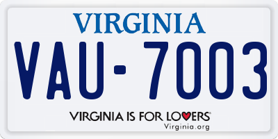 VA license plate VAU7003
