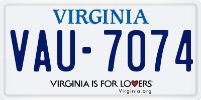 VA license plate VAU7074