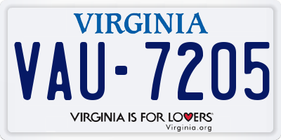 VA license plate VAU7205