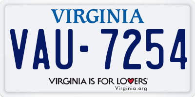 VA license plate VAU7254
