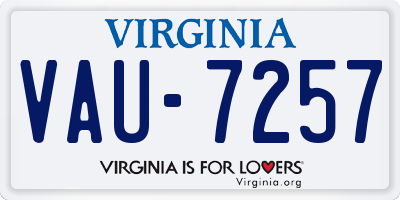 VA license plate VAU7257
