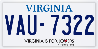 VA license plate VAU7322
