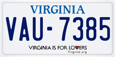 VA license plate VAU7385