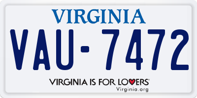 VA license plate VAU7472