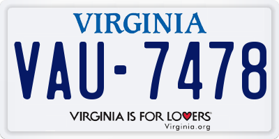 VA license plate VAU7478