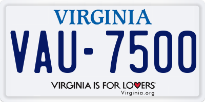VA license plate VAU7500