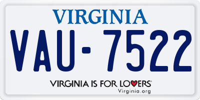 VA license plate VAU7522