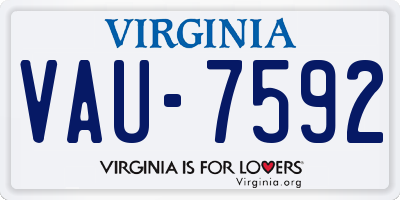 VA license plate VAU7592