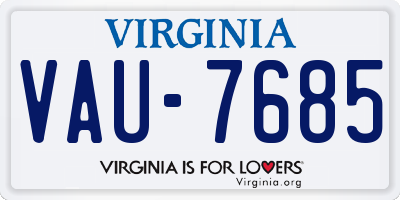 VA license plate VAU7685