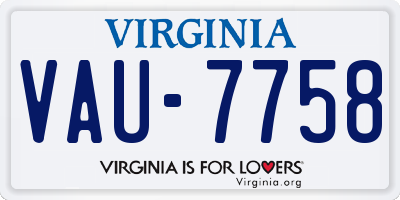 VA license plate VAU7758