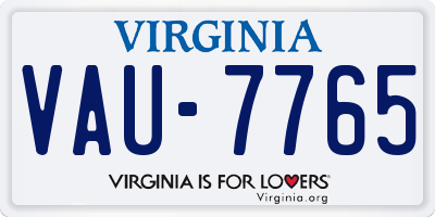 VA license plate VAU7765