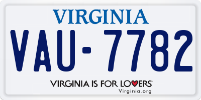 VA license plate VAU7782