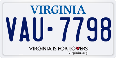 VA license plate VAU7798