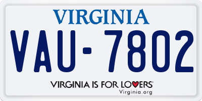 VA license plate VAU7802
