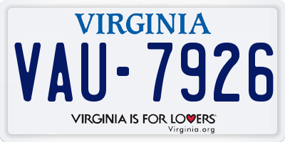 VA license plate VAU7926
