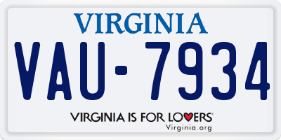 VA license plate VAU7934