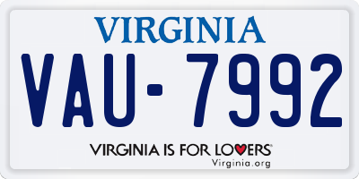 VA license plate VAU7992