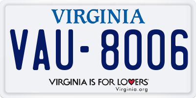 VA license plate VAU8006