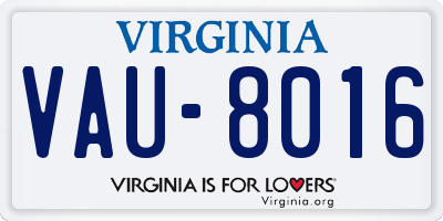 VA license plate VAU8016