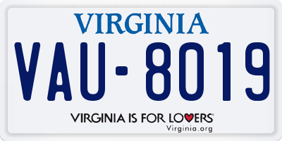 VA license plate VAU8019