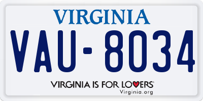 VA license plate VAU8034