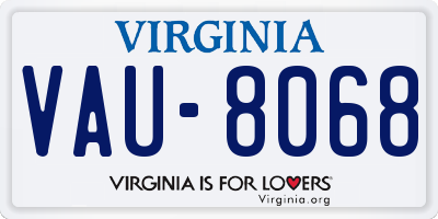 VA license plate VAU8068