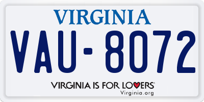 VA license plate VAU8072