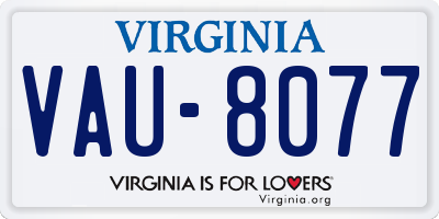 VA license plate VAU8077
