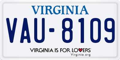 VA license plate VAU8109
