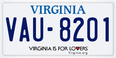 VA license plate VAU8201