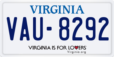 VA license plate VAU8292