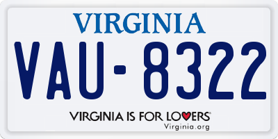 VA license plate VAU8322