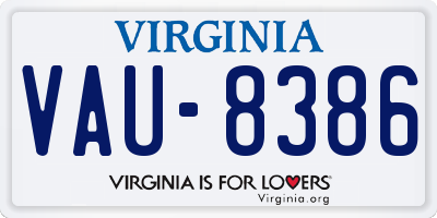 VA license plate VAU8386