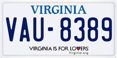 VA license plate VAU8389