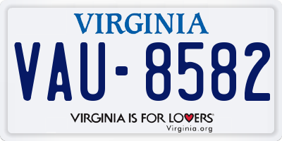 VA license plate VAU8582