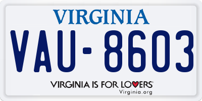 VA license plate VAU8603