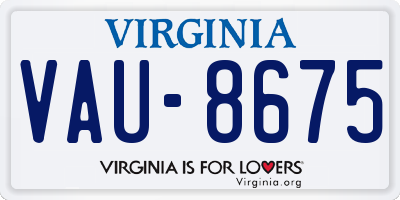 VA license plate VAU8675