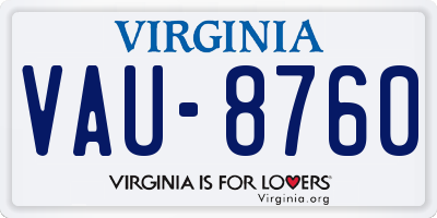 VA license plate VAU8760